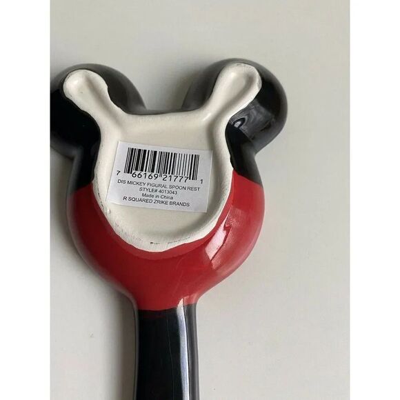 Disney Kitchen Mickey Mouse Figure Spoon Rest  Ceramic Red Black Pants New - Picture 6 of 6
